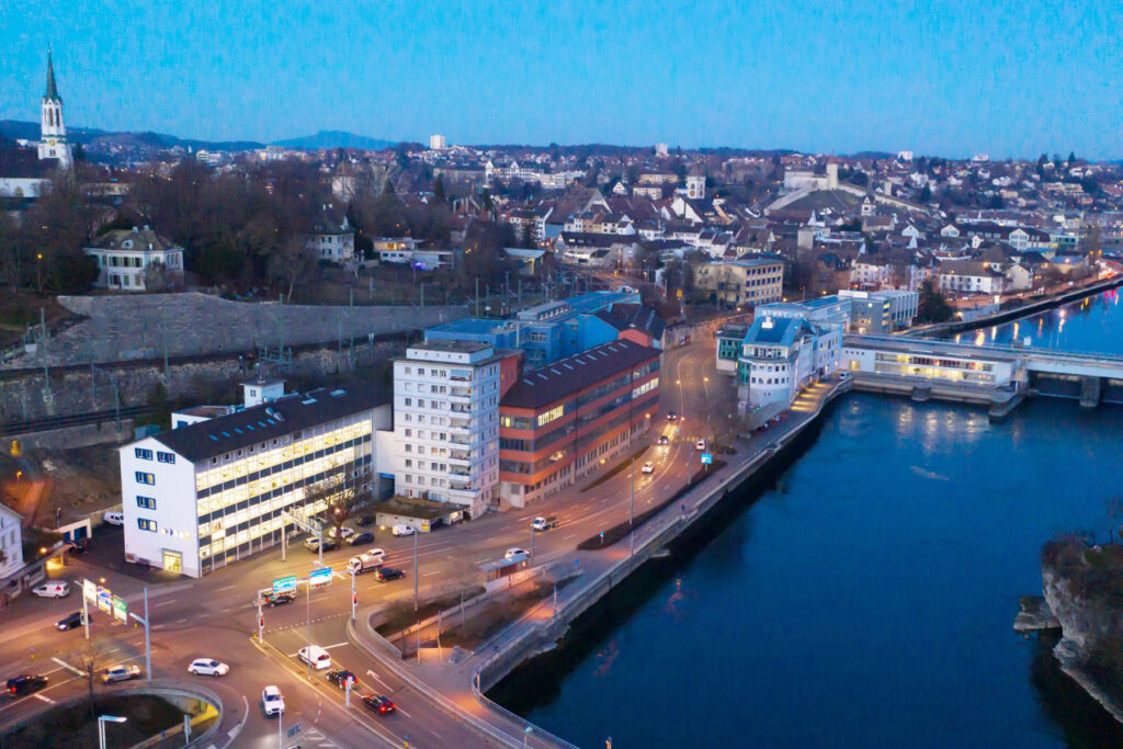 Altra headquarters on Mühlenstrasse at night