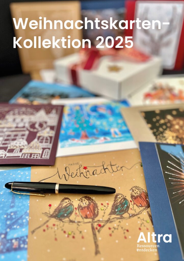diverse Weihnachtskarten mit Füllfederhalter